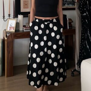 Black and White A-Line Midi Skirt